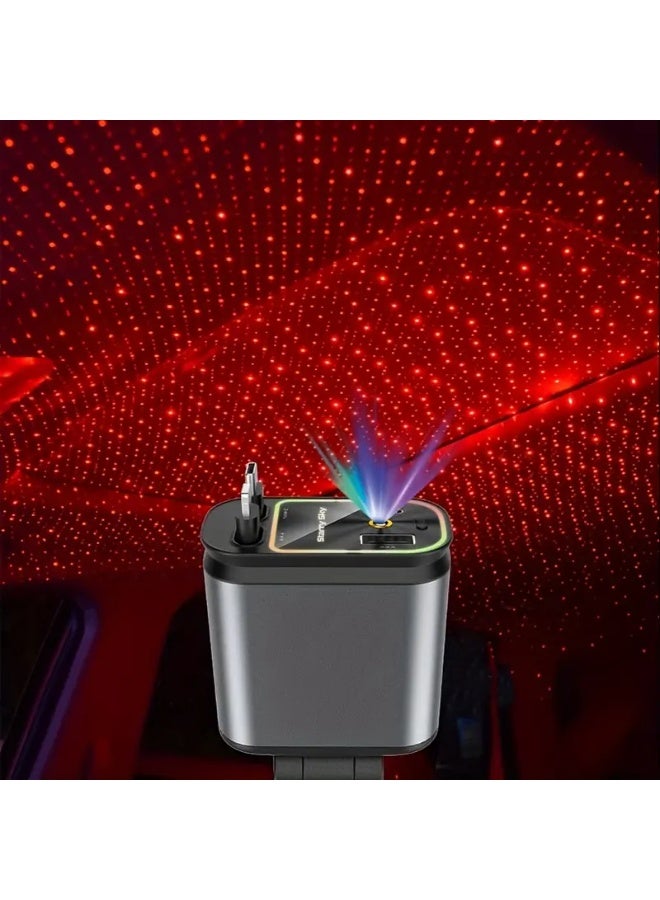 4-in-1 Super Fast Car Charger with Star Projector – Retractable USB-C  iPhone Cable | 36V Quick Charge | Compatible with iPhone 15/14/13, Galaxy, Pixel (iOS/Android) - Image 2