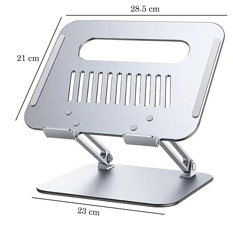 Krevia Aluminum Alloy Foldable Laptop Stand Ergonomic Design Laptop Holder with Hollow Cooling Universal Compatible Notebook Holder Stand for Laptop up to 173 or Tablets Phones Silver - Image 2