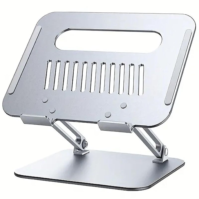 Krevia Aluminum Alloy Foldable Laptop Stand Ergonomic Design Laptop Holder with Hollow Cooling Universal Compatible Notebook Holder Stand for Laptop up to 173 or Tablets Phones Silver - Image 1