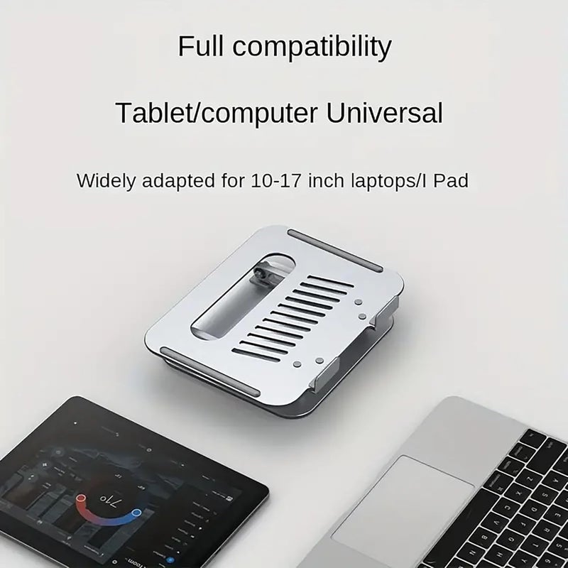 Krevia Aluminum Alloy Foldable Laptop Stand Ergonomic Design Laptop Holder with Hollow Cooling Universal Compatible Notebook Holder Stand for Laptop up to 173 or Tablets Phones Silver - Image 4