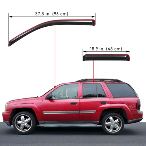 Lightronic Extra Durable Clip-on in-Channel Auto Vent Window Visor, Fits 2002-2009 Chevrolet Trailblazer, UV Protection Rain Guard, Original Wind Deflector, No-Drill Easy Install, Dark Smoke, 4-Pcs - Image 2