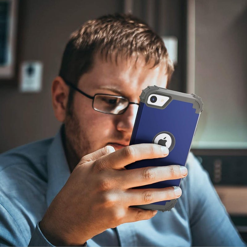 IDweel حافظة لجهاز iPod Touch الجيل السابع مع 2 واقي شاشة، هجين 3 في 1 مضاد للصدمات نحيف قوي غلاف صلب من PC مع حافة سيليكون ناعمة حافظة كاملة لجهاز iPod Touch 5/6/7، أزرق - Image 5
