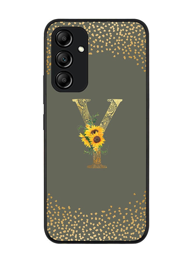 Stylizedd Rugged Black edge case for Samsung Galaxy A34 5G Slim fit Soft Case Flexible Rubber Edges Anti Drop TPU Gel Thin Cover - Custom Monogram Letter Floral Pattern Alphabet - Y (Olive Green) - Image 1