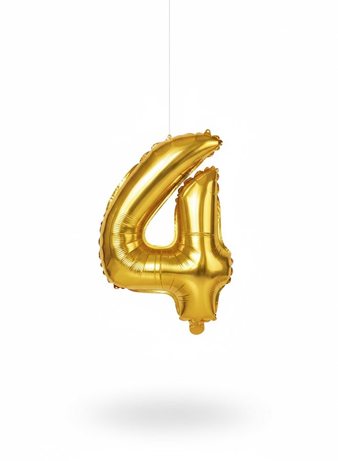 Toyland 40″ Number 4 Foil Balloon, Gold - Image 1