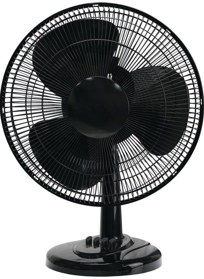 GGEROU - Oscillating Table Fan with Adjustable Tilt, Convenient Push Button Controls, Quiet, 16 inch, 3 Speed, Desk Fan, Airflow 15.75 ft/sec, Ideal for Home, Bedroom, Dorm & Office, Black - Image 1