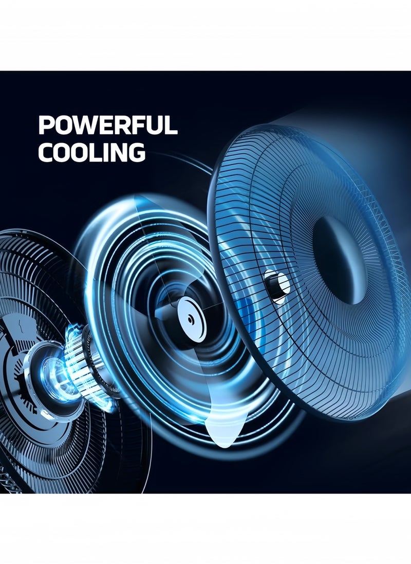 GGEROU - Oscillating Table Fan with Adjustable Tilt, Convenient Push Button Controls, Quiet, 16 inch, 3 Speed, Desk Fan, Airflow 15.75 ft/sec, Ideal for Home, Bedroom, Dorm & Office, Black - Image 1