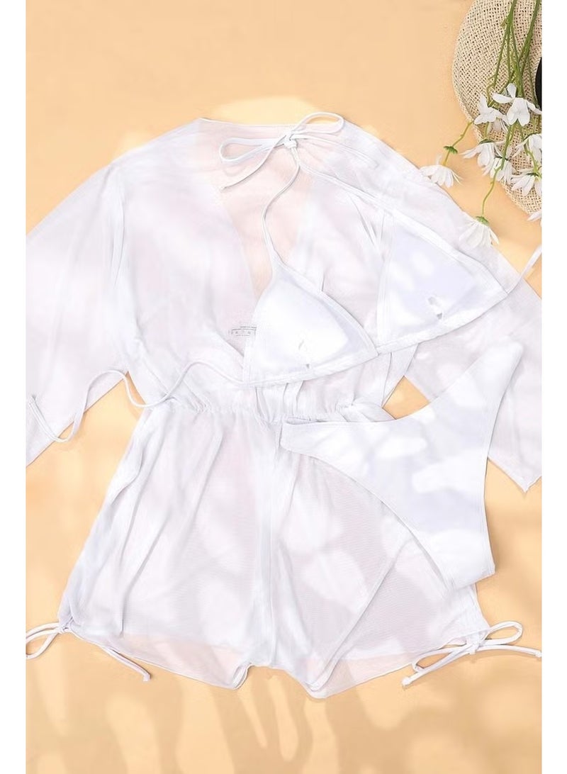 Angelsin Chiffon Pareo Beach Dress Cover Up Kimono - Image 2