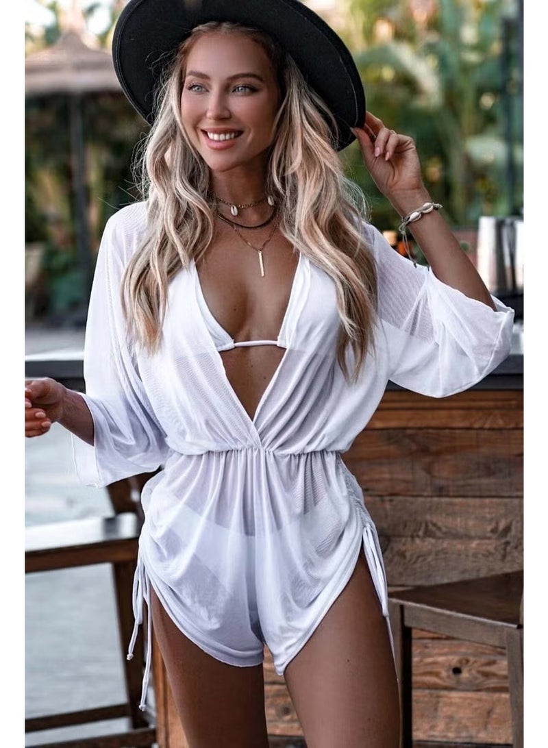 Angelsin Chiffon Pareo Beach Dress Cover Up Kimono - Image 1