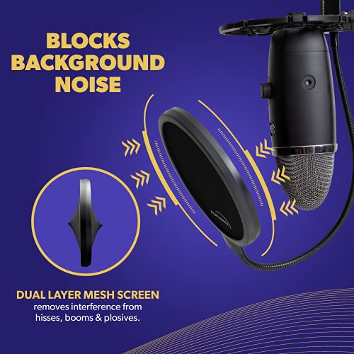 Auphonix Pop Filter Screen for Microphones - Gooseneck Clamps Compatible with Blue Yeti Microphone - Great Gift - Image 3