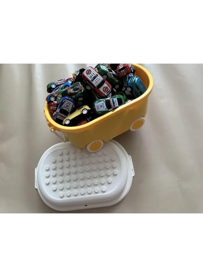 مجموعة سيارات معدنية صغيرة للأطفال – 50 عربية بصندوق بعجلات - Image 2