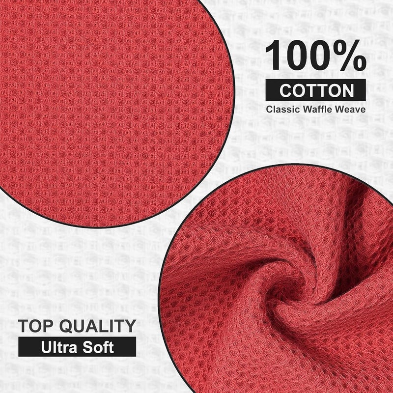 Kitinjoy 100% Cotton Kitchen Dish Cloths, 6 Pack Waffle Weave Ultra Soft Absorbent Dish Towels for Drying Dishes Quick Drying Kitchen Towels Dish Rags, 12 X 12 Inches, Brick Red - Image 2