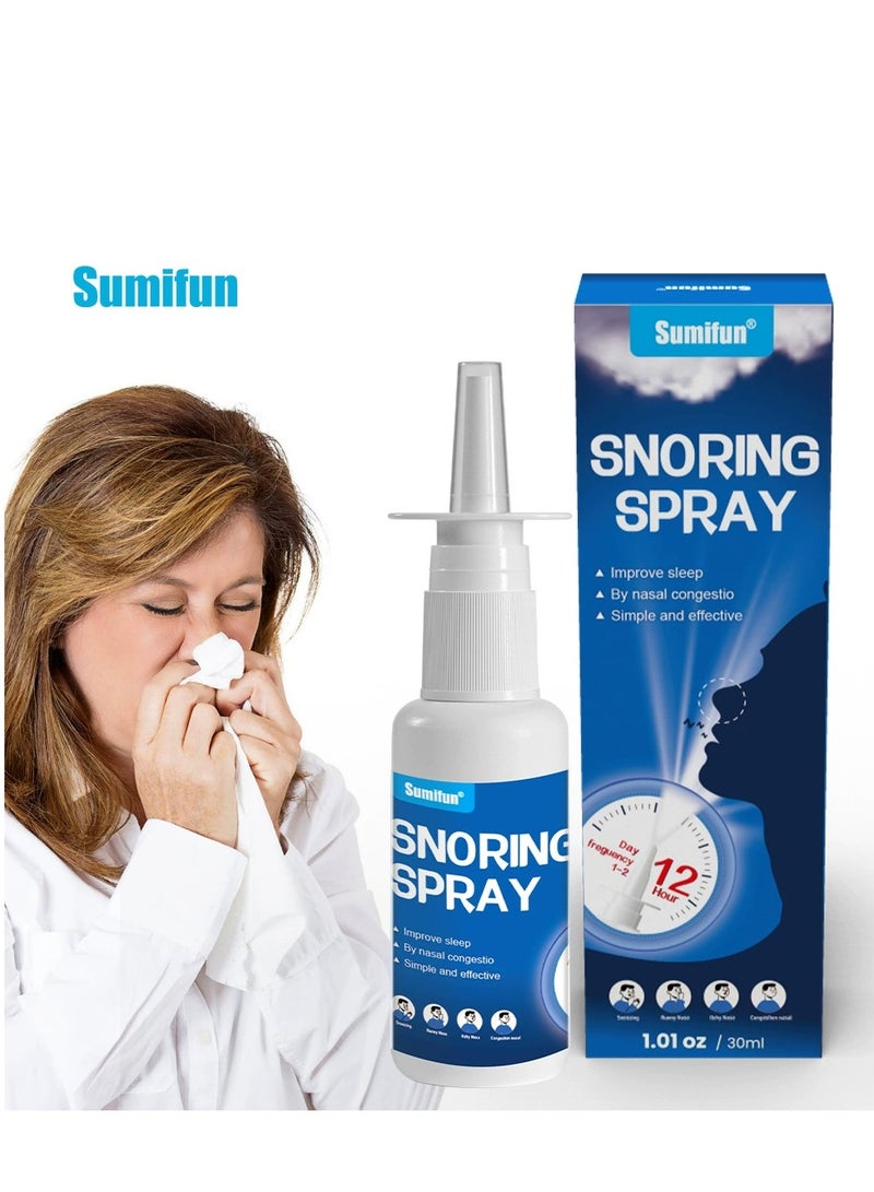 Sumifun بخاخ مكافحة الشخير - 30 مل بخاخ مضاد للشخير لتحسين التنفس، حل فعال لتقليل الشخير، يعزز جودة النوم والنوم العميق، يخفف من احتقان الأنف والانزعاج - Image 1
