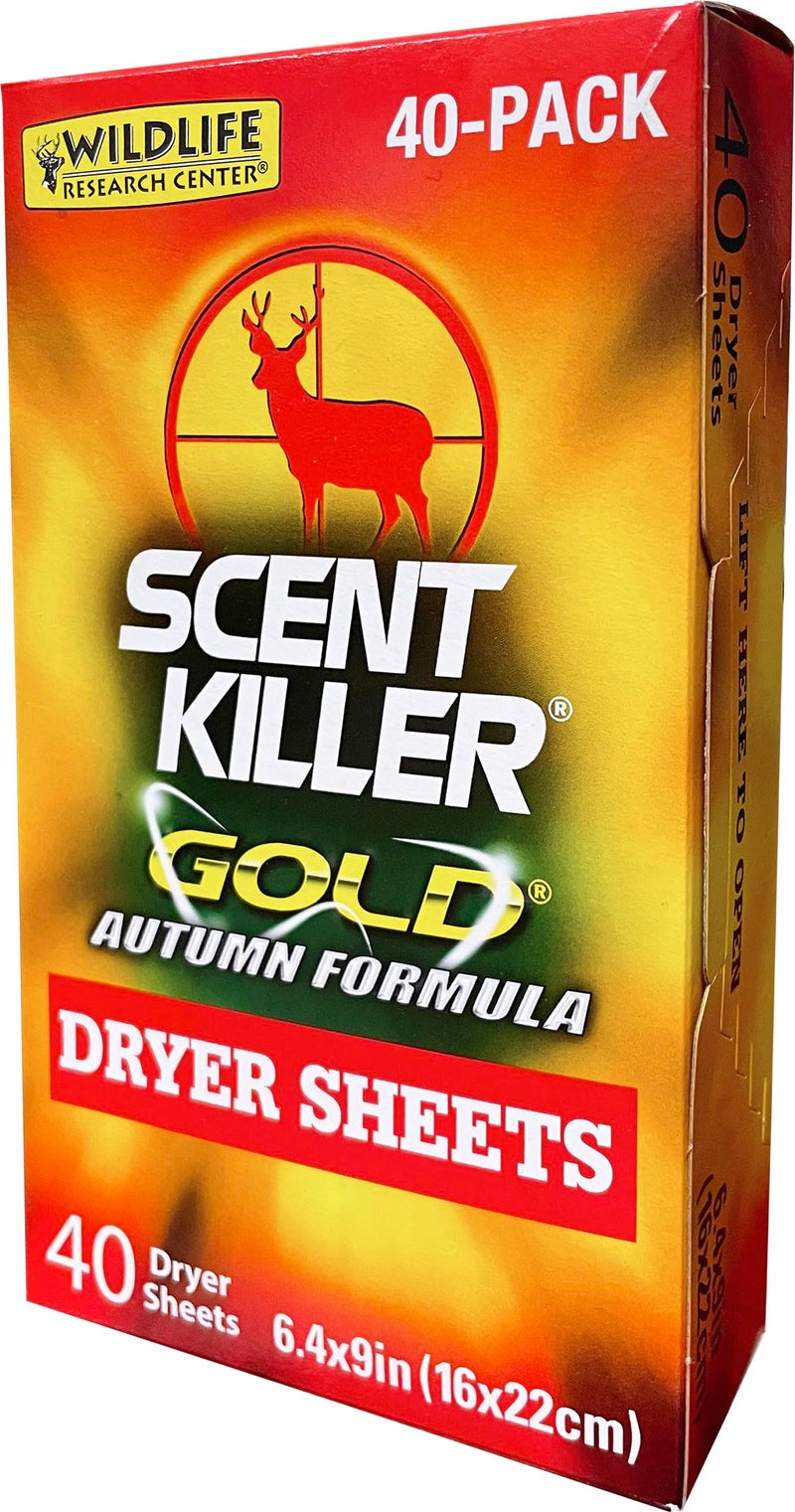 Wildlife Research Scent Killer Gold Autumn Formula Dryer Sheets for Hunting, Pack of 40 - Image 1