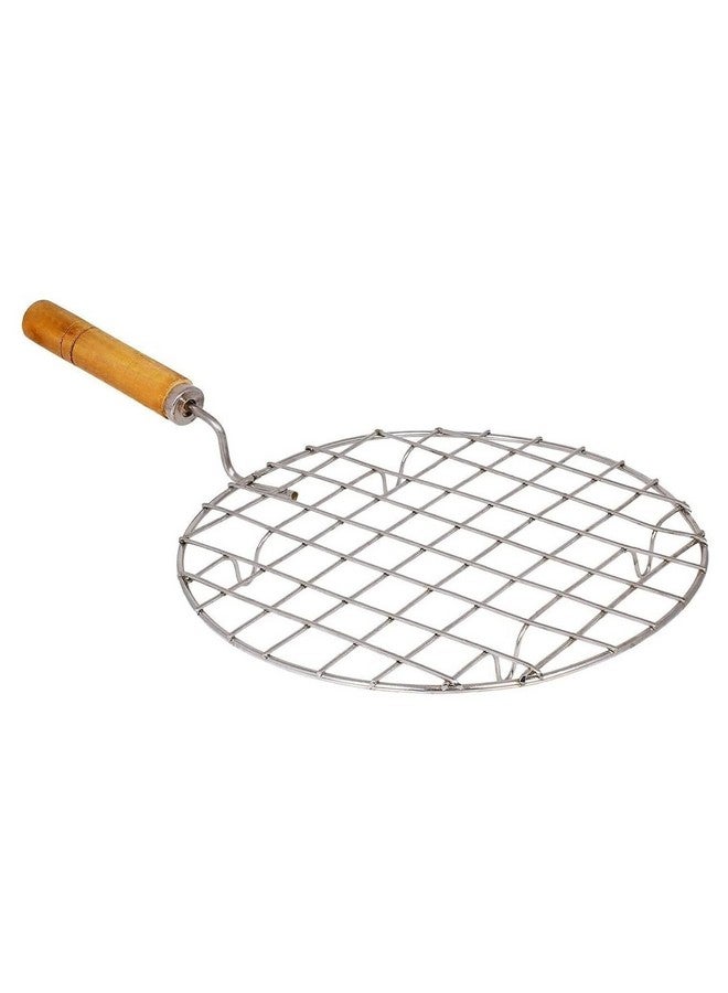 finality Stainless Steel Small Papad Roaster Chapati Roti Jali With Wooden Handle roaster grill for gas (Pack of 1) - Image 1