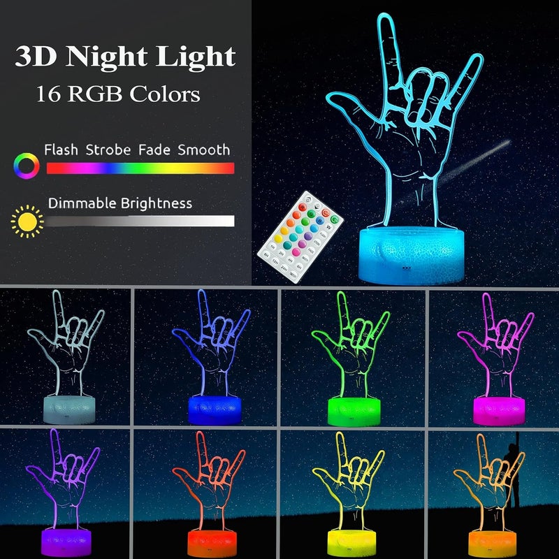 Al Raied ARS® I Love You Night Light - 3D Illusion Lamp with 16 Color Changing and Remote Control - Image 3