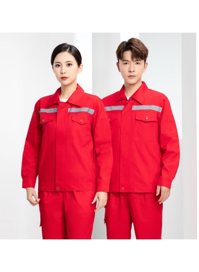 NIBEMINENT Cotton Work Clothes Reflective Pocket Unisex Work Overall Safety Worker Coveralls for Auto Repairmen Mechanics - Image 1