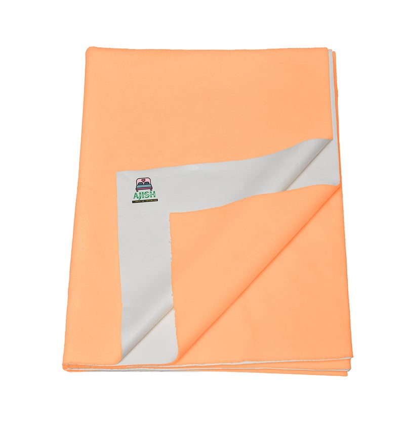 AJISH Baby Bed Protector Reusable, 100% Waterproof High Absorbent Faster Dry Sheet, Soft Cotton Fabric, Best for New Born Babies & Toddler Children, 140X200CM, Orange, Extra Large - Pack of 1 - Image 1