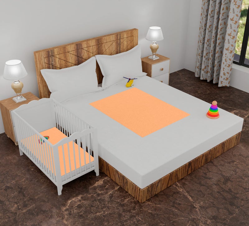 AJISH Baby Bed Protector Reusable, 100% Waterproof High Absorbent Faster Dry Sheet, Soft Cotton Fabric, Best for New Born Babies & Toddler Children, 140X200CM, Orange, Extra Large - Pack of 1 - Image 5