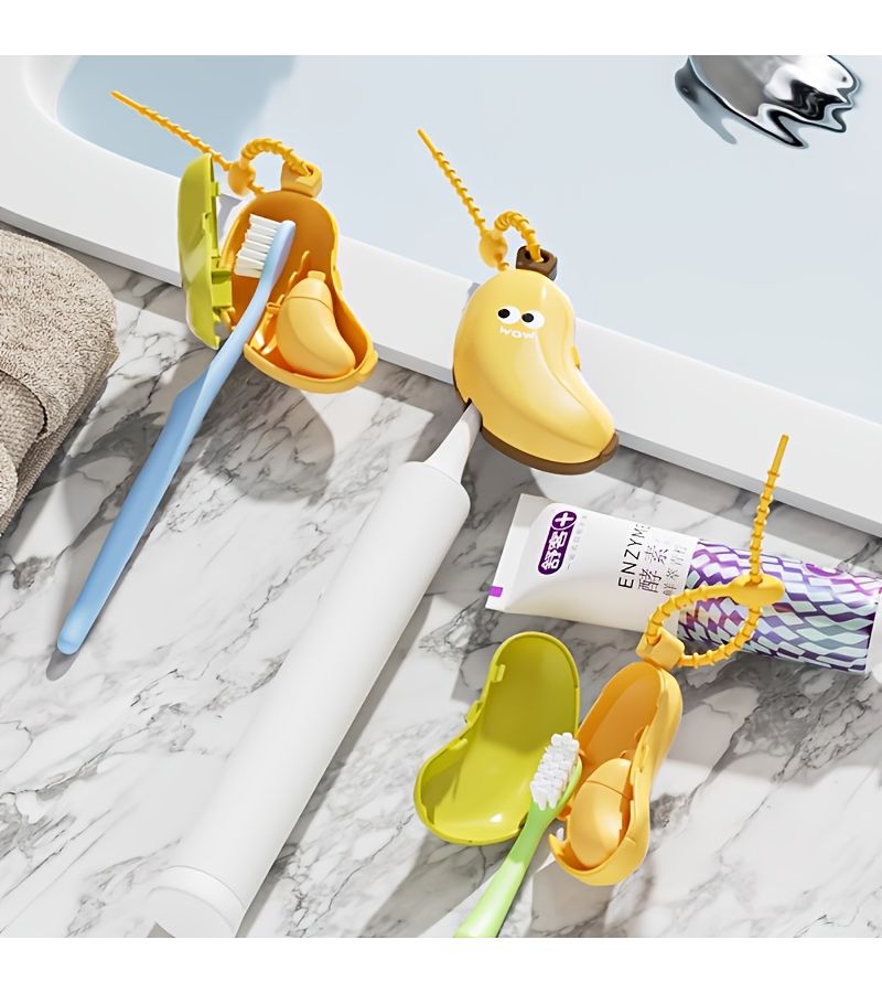 Banan Ksa Generic Banana Toothbrush Cover Yellow Portable Toothpaste Case And ...