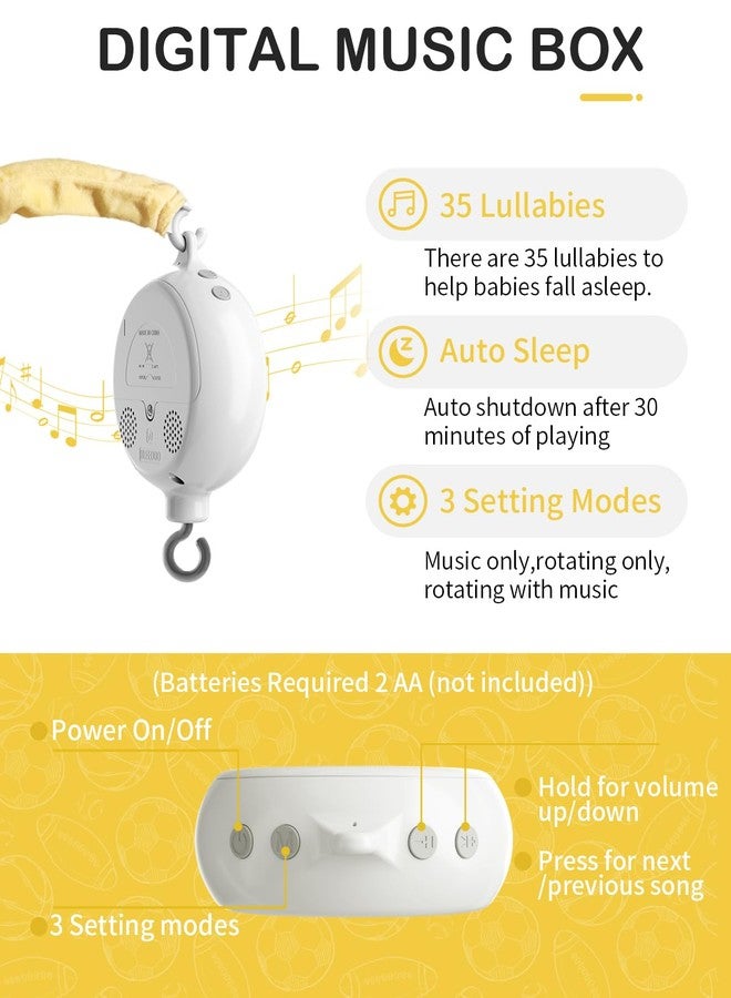 FEISIKE Baby Crib Mobile with 35 Lullabies, 3 Modes Rotation & Music, Soother Toy Adjustable Volume, Sport-Themed Nursery Decor Musical Mobile for Crib or Bassinet - Image 4