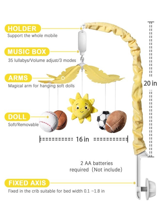 FEISIKE Baby Crib Mobile with 35 Lullabies, 3 Modes Rotation & Music, Soother Toy Adjustable Volume, Sport-Themed Nursery Decor Musical Mobile for Crib or Bassinet - Image 2