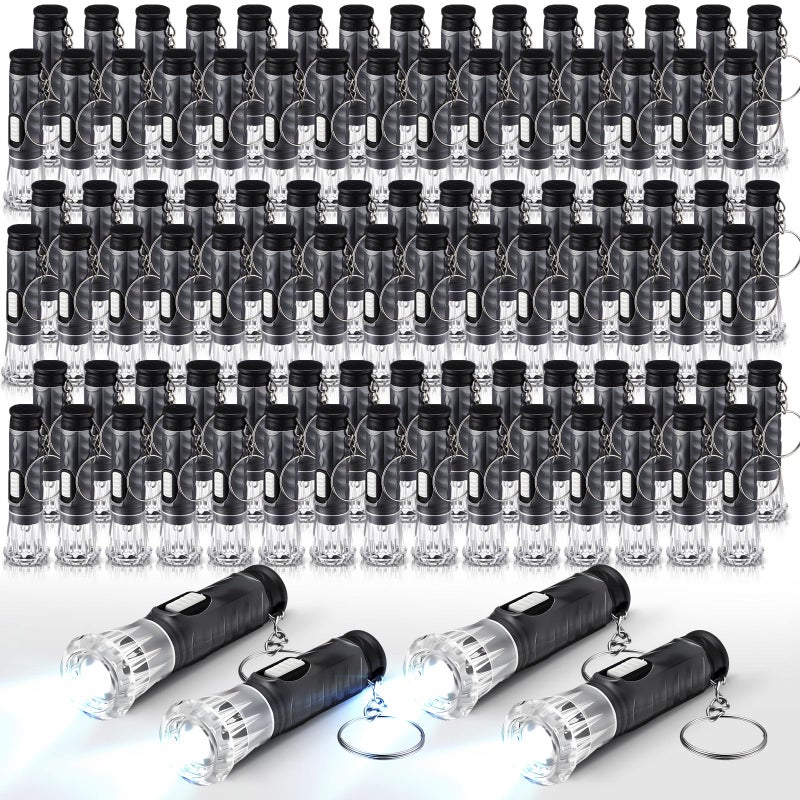 Jexine 150 Pcs Mini Flashlight Keychain, Assorted Colors Portable LED Flashlight, Handheld Plastic Keychain Flashlights, LED Key Chains for Halloween Hiking Camping Cycling Party Favor (Black) - Image 1
