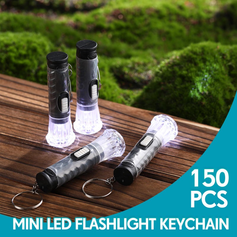 Jexine 150 Pcs Mini Flashlight Keychain, Assorted Colors Portable LED Flashlight, Handheld Plastic Keychain Flashlights, LED Key Chains for Halloween Hiking Camping Cycling Party Favor (Black) - Image 4
