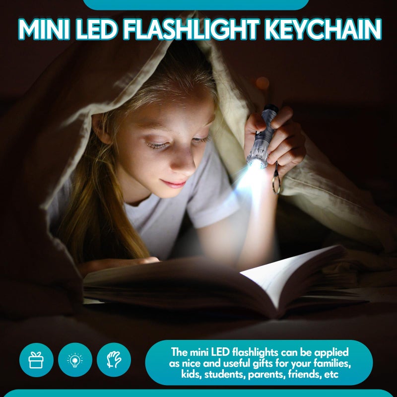 Jexine 150 Pcs Mini Flashlight Keychain, Assorted Colors Portable LED Flashlight, Handheld Plastic Keychain Flashlights, LED Key Chains for Halloween Hiking Camping Cycling Party Favor (Black) - Image 3