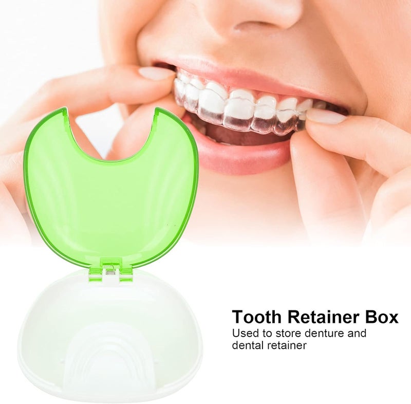 klarako Retainer Case, Durable Orthodontic Retainer Case Tooth Denture Container Portable Denture Storage Box, Dentures Dental Box Denture Cup Dental Care(light green) - Image 3