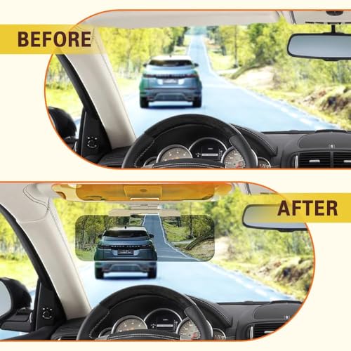 HENTJ® 2 in 1 Universal Car Sun Visor Extender Anti Glare Blocker HD Day Night Driving Visor Glare Sun Shield Tinted Lens Blocker Car Extender Visor Sunscreen Extendable Visor for Car Sun Windshield. - Image 4