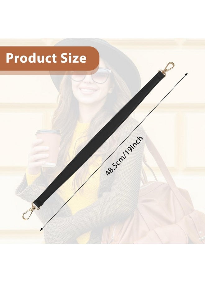 Prasacco Prasacco Shoulder Bag Strap Black Leather Purse Strap Handle 19 Inch Shoulder Bag Straps Replacement with Swivel Clasps  - Image 2