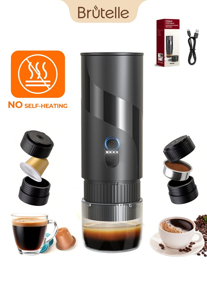 Brutelle Portable Espresso Coffee Machine 20Bar | Dual Brewing: Capsule & Ground Coffee｜ Type-C Fast Charging｜Rechargeable 1500mAh (60 Cups)  | IPX5 Waterproof｜Ideal for Travel/Camping/Office/Coffee Corner (Heating Function Not Included) - Image 1