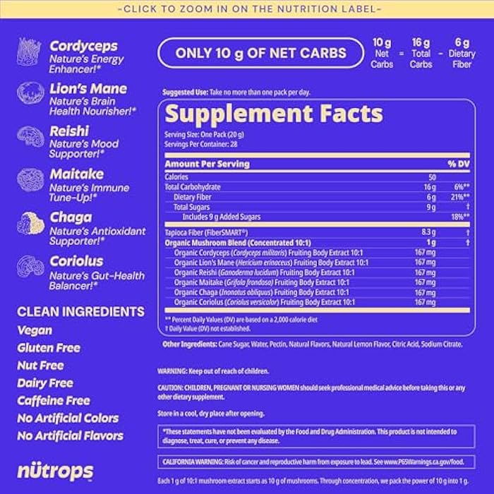 Grüns Nutrops Lions Mane Mushroom Gummies for Adults, Functional Nootropics, Herbal Brain Supplement for Energy, Brain Health, Cognitive, Memory & Focus, Reishi, Chaga, Cordyceps, Coriolus, 28 Count - Image 2