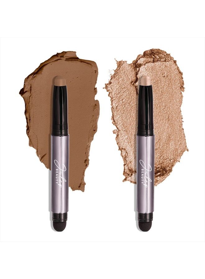 Julep Eyeshadow 101 Crème to Powder Waterproof Eyeshadow Stick Duo, Sand Shimmer and Ginger Matte - Image 1