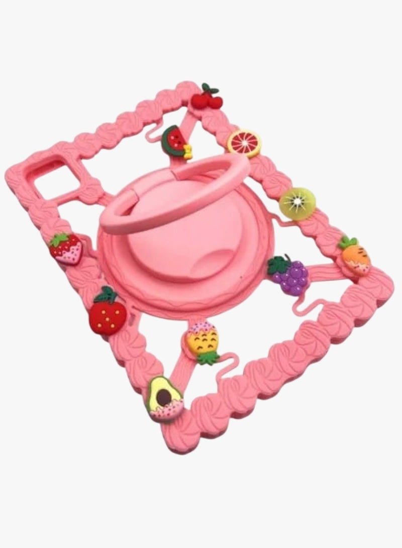 حافظة تابلت للأطفال عالمية مع حامل وفواكه، حافظة واقية لأجهزة 9-10 و 11 بوصة، حافظة سيليكون قابلة للتعديل وقابلة للغسل عالمية لجهاز iPad//تابلت (9-10 و 11 بوصة) متعددة الألوان - Image 3