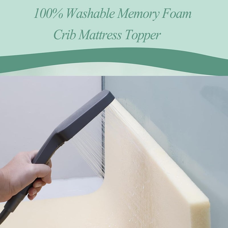 Gwydre مرتبة غودري القابلة للغسل في الغسالة للعب والراحة 100 مرتبة ناعمة قابلة للغسل من رغوة الذاكرة مع غطاء غير قابل للانزلاق قابل للإزالة 12 بوصة 38 26 - Image 2