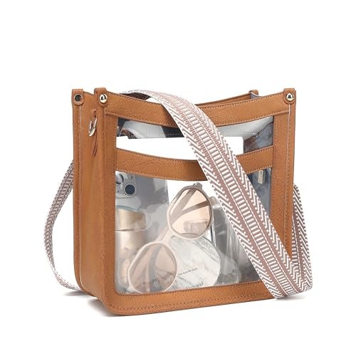 LOXOMU Clear Bag for Stadium Events See Through Stadium Bag with Guitar Strap Clear Crossbody Purse for Women for Concerts - Image 1