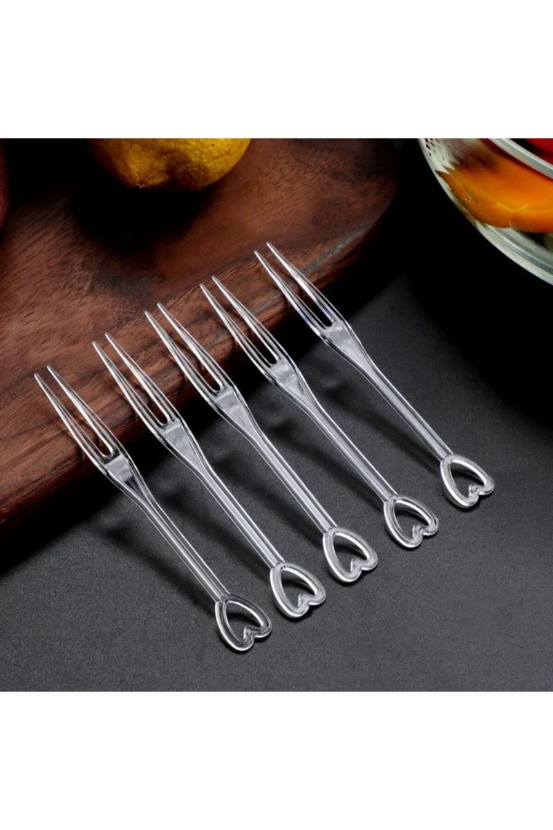 100 قطعة من شوك الفاكهة الشفافة، مثالية للكيك والحلويات، ووجبات الأطفال الخفيفة، وحفلات الأطفال، والمهرجانات.