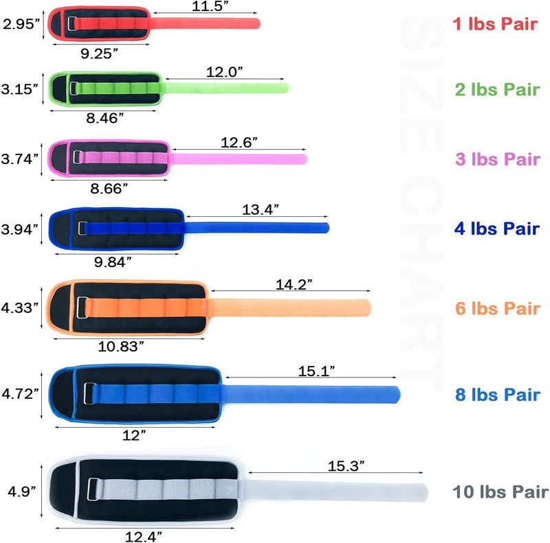 Virtee Ankle/Wrist Weights for Women, Men, Kids - Arm Leg Weights Set with Adjustable Strap - Running, Jogging, Gymnastic, Physical Therapy, Fitness - Choice of 1 lb 2 lbs 3 lbs 4 lbs 6 lbs 8 lbs 10 lbs - Image 5
