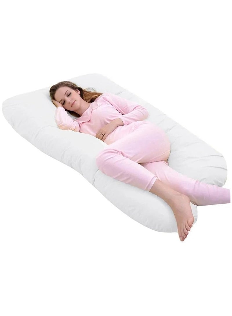 BLOOMING TIME Pregnancy U Shaped Full Body Pillow, Maternity Pillow for Side Sleeping, Removable and Washable (white)  - Image 1