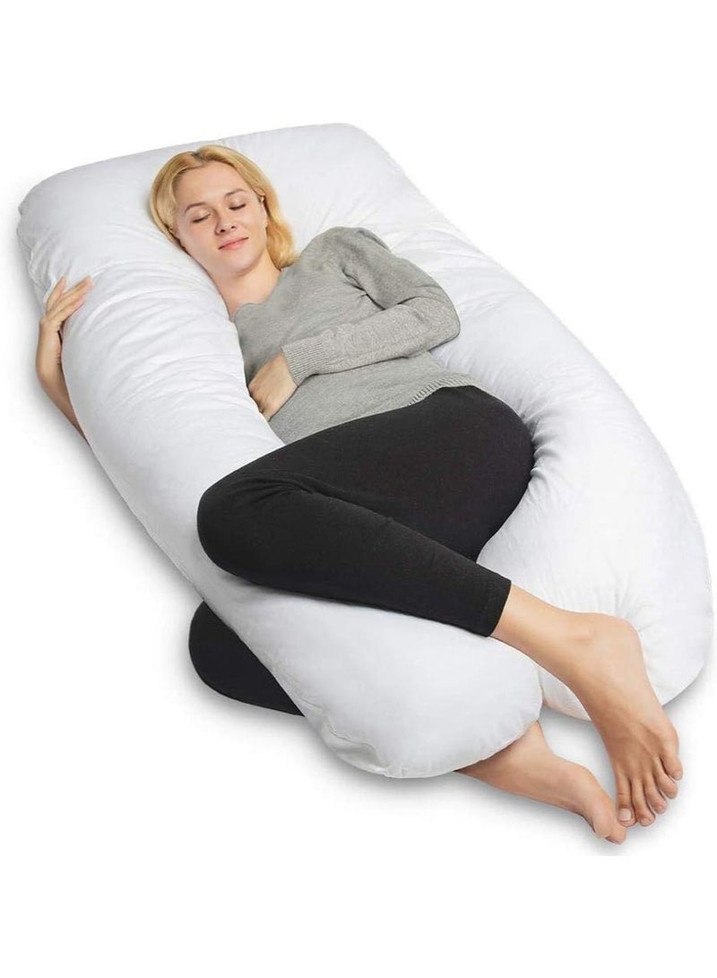 BLOOMING TIME Pregnancy U Shaped Full Body Pillow, Maternity Pillow for Side Sleeping, Removable and Washable (white)  - Image 2