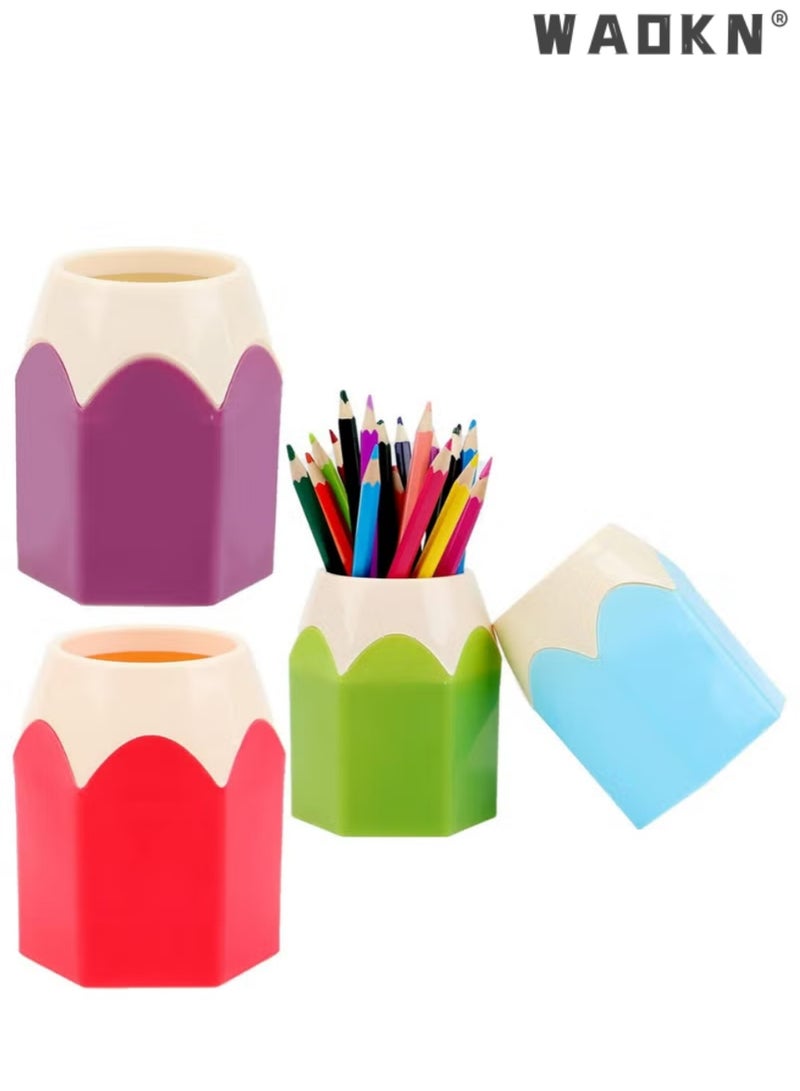 دبليو أيه أو كي أن 4 قطع قلم رصاص على شكل وعاء حاملين القلم ، قلم رصاص تخزين منظم مكتب المكتب اكسسوارات كأس الإمدادات المدرسية المكتب المنزلي - Image 1