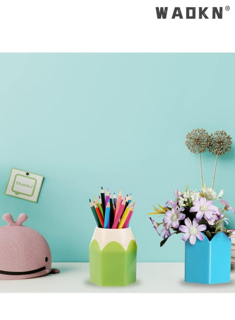 دبليو أيه أو كي أن 4 قطع قلم رصاص على شكل وعاء حاملين القلم ، قلم رصاص تخزين منظم مكتب المكتب اكسسوارات كأس الإمدادات المدرسية المكتب المنزلي - Image 3