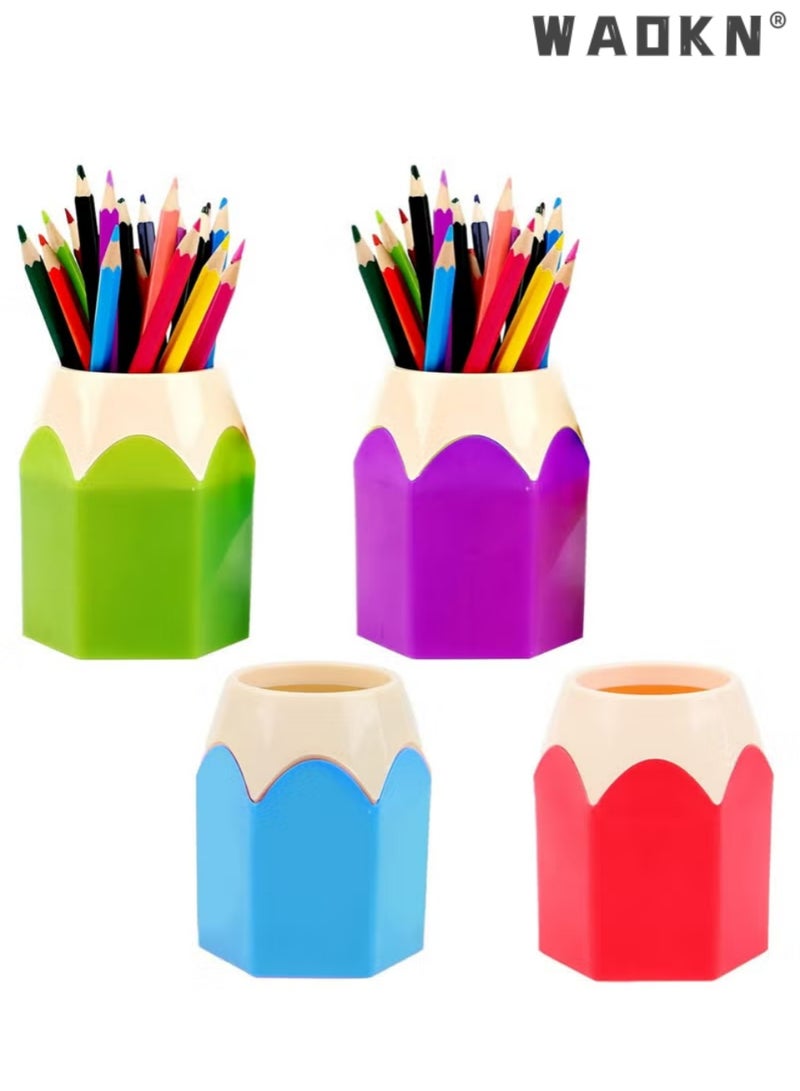 دبليو أيه أو كي أن 4 قطع قلم رصاص على شكل وعاء حاملين القلم ، قلم رصاص تخزين منظم مكتب المكتب اكسسوارات كأس الإمدادات المدرسية المكتب المنزلي - Image 4