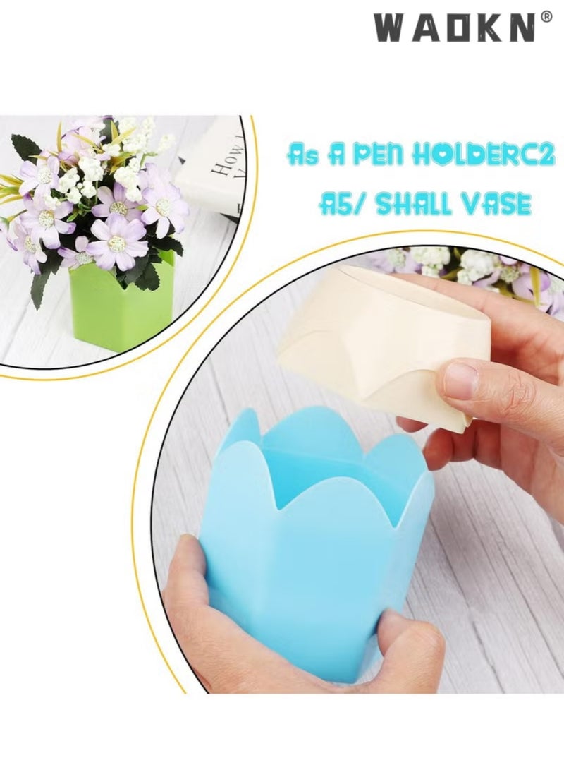 دبليو أيه أو كي أن 4 قطع قلم رصاص على شكل وعاء حاملين القلم ، قلم رصاص تخزين منظم مكتب المكتب اكسسوارات كأس الإمدادات المدرسية المكتب المنزلي - Image 5