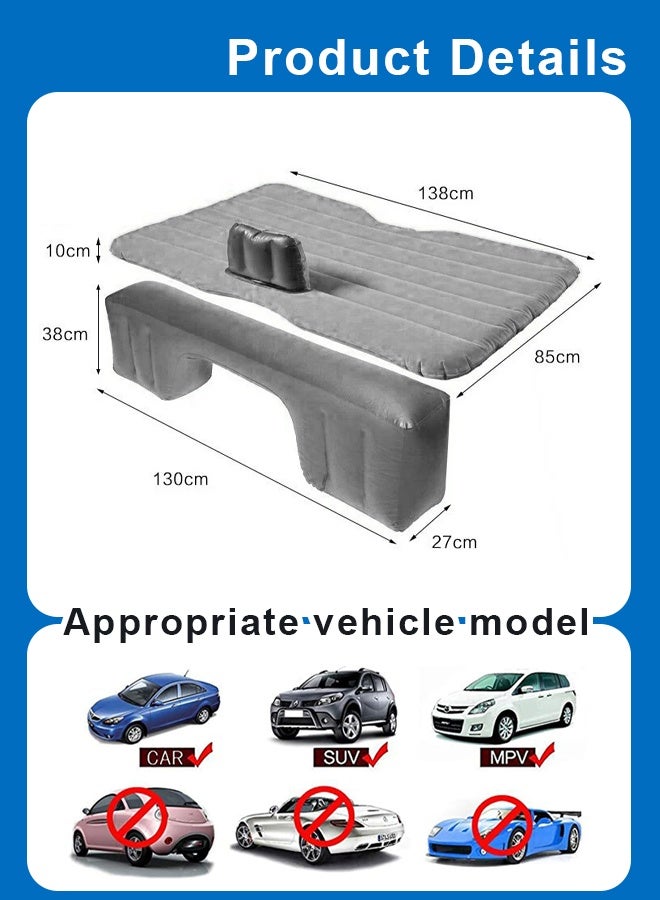 Car Air Mattress, Removable Black Backseat Air Bed with Air-Pump, Portable Car Travel Bed with Pillows Multifunctional Inflatable Car Air Bed - Image 3