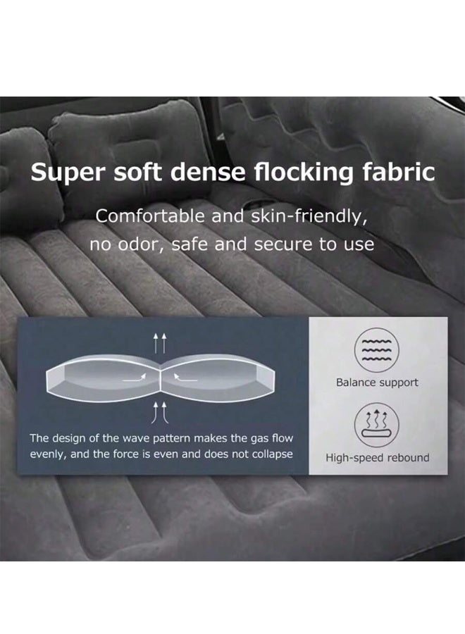 Car Air Mattress, Removable Black Backseat Air Bed with Air-Pump, Portable Car Travel Bed with Pillows Multifunctional Inflatable Car Air Bed - Image 5