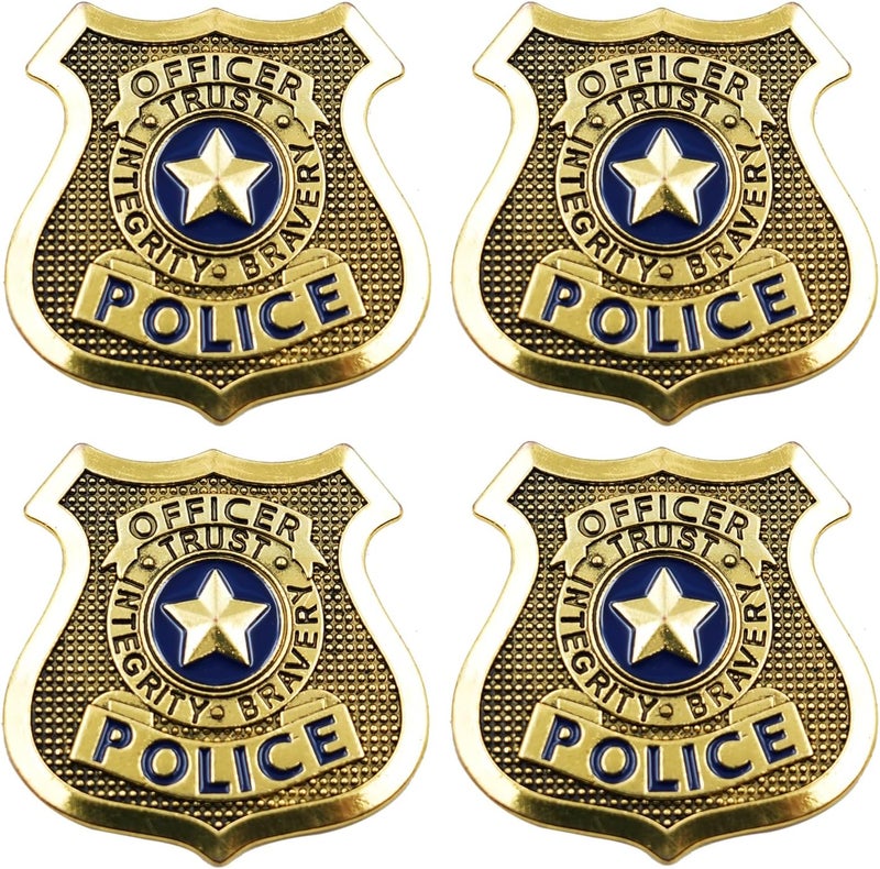 4 Pack Police Badge, Metal Sheriff pin for Adult, Cowboy Party Decoration School Carnival Prizes, Party Bag Gift Fillers, 2.5 Inches, Metal, no gemstone - Image 2