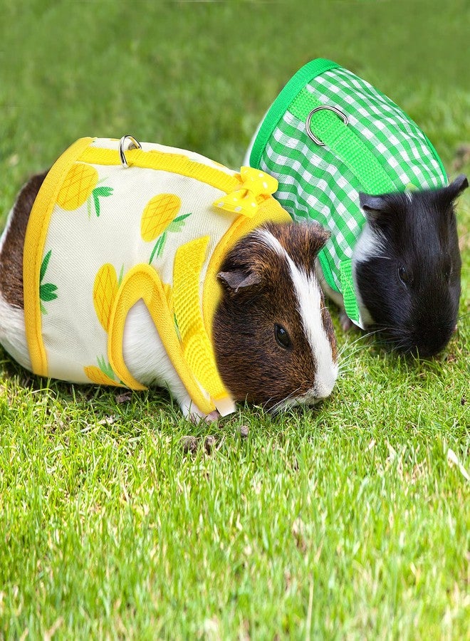 Weewooday 3 Pieces Guinea Pig Harness with Leash Small Pet Harness Fruit Plaid Pattern Adjustable Padded Walking Vest for Pet Hamster Squirrel Animals(Pineapple, Blue, Green Plaid,Medium) - Image 2