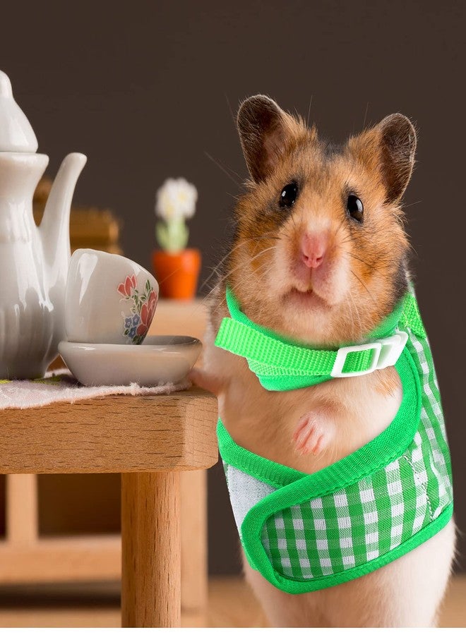 Weewooday 3 Pieces Guinea Pig Harness with Leash Small Pet Harness Fruit Plaid Pattern Adjustable Padded Walking Vest for Pet Hamster Squirrel Animals(Pineapple, Blue, Green Plaid,Medium) - Image 4